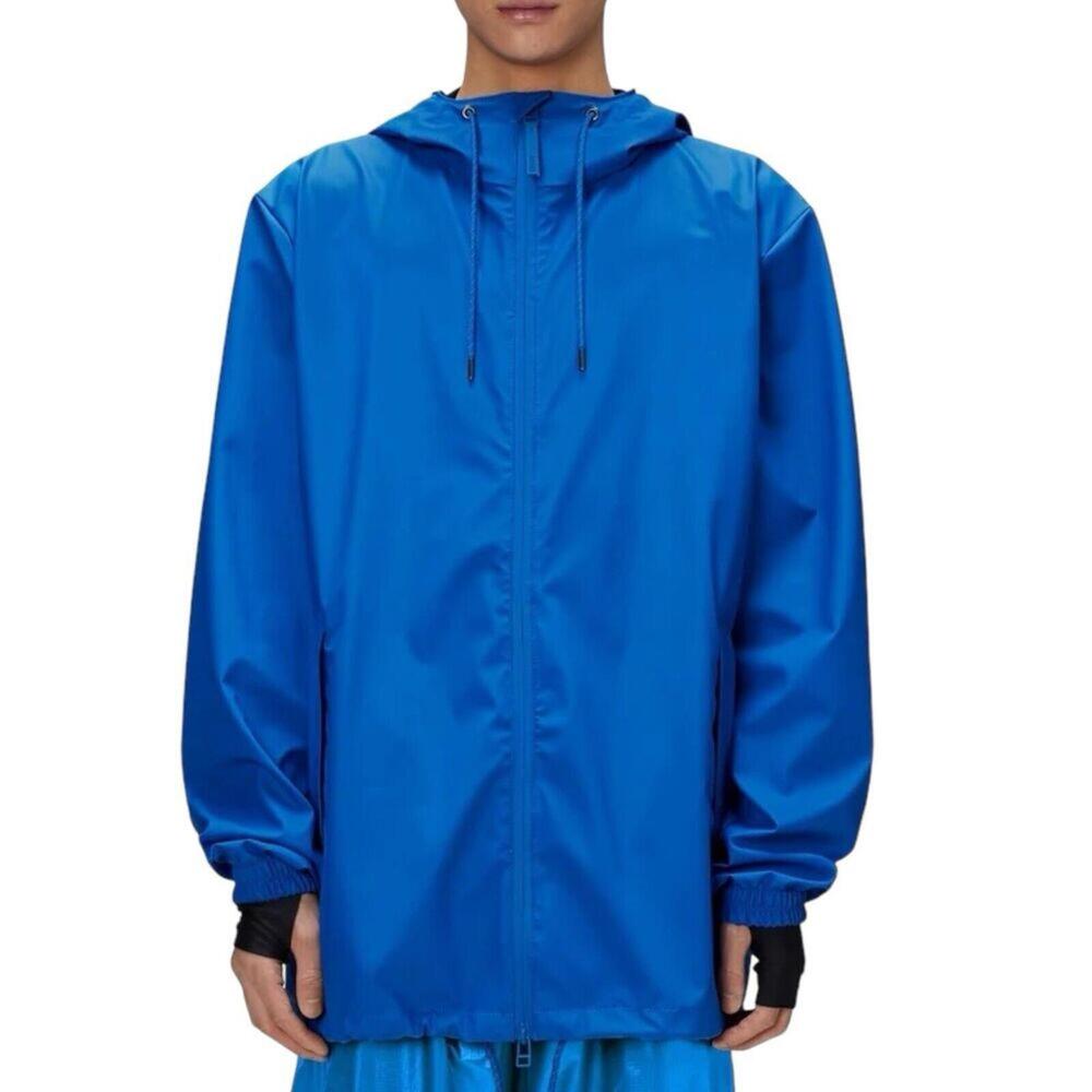 RAINS Jacket Adult L Blue Waves Storm Breaker 18370 Full Zip Hoodie Waterproof‎